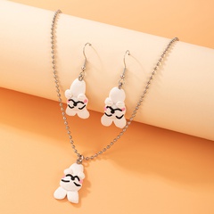 Fashion Cartoon Cute Bunny Polymer Clay Alloy Earrings and Necklace Set
