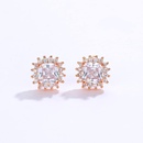 Fashion Creative Round Geometric Copper plating 18K Gold Inlaid Zircon Stud Earringspicture5