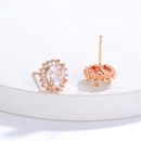 Fashion Creative Round Geometric Copper plating 18K Gold Inlaid Zircon Stud Earringspicture6