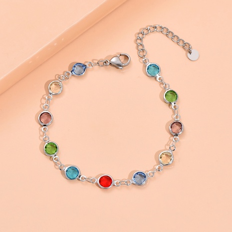 Fashion Inlay Color Zircon Stainless Steel Women's Bracelet's discount tags