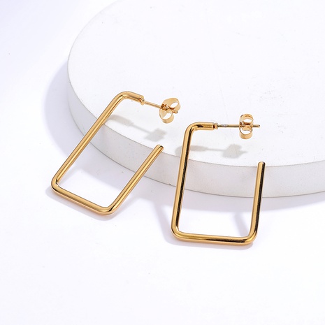 Simple Style Quadrilateral Stainless Steel Ear Studs Gold Plated Stainless Steel Earrings 1 Piece's discount tags
