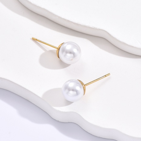 Stainless Steel Fashion Simple Pearl Stud Gold Earrings's discount tags