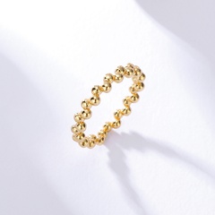 Retro Simple solid color golden beads Copper ring