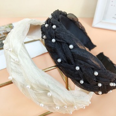 Mode Teig-Twist Zöpfe Vintage Perle Gewebte Breiten Stirnband