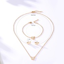Fashion Simple Stainless Steel Electroplated 18K Gold Butterfly Studs Bracelet Necklace 3Piece Setpicture5
