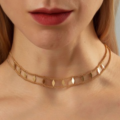 Fashion New Accessories Stainless Steel Electroplated 18K Gold Double-Layer Necklace