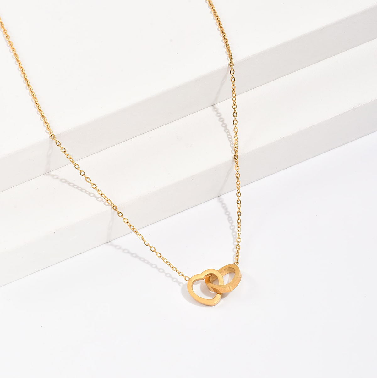 Mode Einfache Ornament Edelstahl Galvani Gold Herzfrmigen Anhnger Halskettepicture2