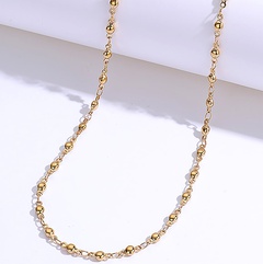 Einfache Mode Kupfer Galvani 18K Gold Runde Perlen Halskette