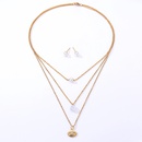 Einfache Edelstahl Galvani 18K Gold Perle Stud Ohrringe 3Schicht Halskette Setpicture6