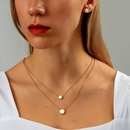 Mode Elegante Edelstahl Vergoldet 18K Goldene Runde Stud Ohrringe und DoppelSchicht Halskette Setpicture9