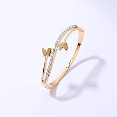 Mode Kreative Einfache Intarsien Zirkon Drei-Dimensional Schmetterling Edelstahl Armband