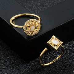 Mode Neue Kupfer Überzug 18K Gold Micro Intarsien Zirkon Edelstein Drehbare Offenen Ring