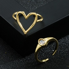 Mode Neue Kupfer Überzug 18K Gold Micro Intarsien Zirkon Offenen Weiblichen Hohl Ring