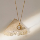 Mode Edelstahl 18K Gold berzogene runde Wei Shell Mond Halskettepicture8