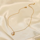 Mode Edelstahl 18K Gold berzogene runde Wei Shell Mond Halskettepicture11