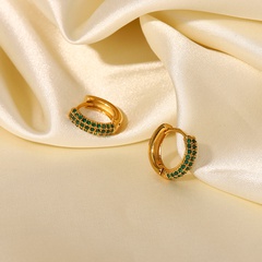 New Style 18K Gold Plated Green Zircon Stainless Steel Earrings