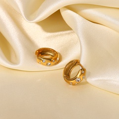 2022 neue Stil Weiß Zirkonia Edelstahl 18K Gold Überzogene Ring-Förmigen Ohrringe