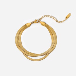 simple ThreeLayer Flat Snake Bone Chain 18K Gold Plated Stainless Steel Braceletpicture8