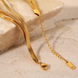 simple ThreeLayer Flat Snake Bone Chain 18K Gold Plated Stainless Steel Braceletpicture11