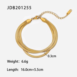 simple ThreeLayer Flat Snake Bone Chain 18K Gold Plated Stainless Steel Braceletpicture12