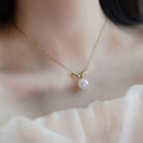 Einfache Edelstahl 18K Gold berzogen Perle Perle Halskettepicture8