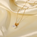 Einfache Edelstahl 18K Gold berzogen Perle Perle Halskettepicture9