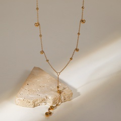 Neue 18K Gold Überzogene Edelstahl Runde Perlen Quaste Halskette