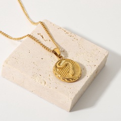 simple 18K Gold Plated Stainless Steel Snake-Shaped Coin Pendant Necklace