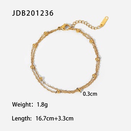 simple stainless steel 18K Gold Plated Bead DoubleLayer Chain Braceletpicture12
