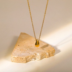Mode Neue 18K Gold Überzogene Edelstahl Wasser Tropfen Anhänger Halskette