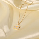 simple 18K Gold Plated Stainless Steel HeartShaped Square White Shell Necklacepicture8
