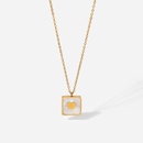 simple 18K Gold Plated Stainless Steel HeartShaped Square White Shell Necklacepicture9