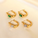 simple 18K Gold Plated Stainless Steel Square Zircon UShaped Earringspicture7