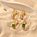 simple 18K Gold Plated Stainless Steel Square Zircon UShaped Earringspicture9