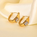 simple 18K Gold Plated Stainless Steel Square Zircon UShaped Earringspicture10