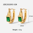 simple 18K Gold Plated Stainless Steel Square Zircon UShaped Earringspicture12