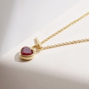 Simple Retro Dark Red Peach Heart Pendant Necklace Zircon Inlaid OT Buckle Necklacepicture8