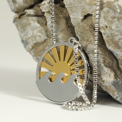 Original Designer Model HAILANG Pendant Necklace Two-Color Sun Spray Pendant Stainless Steel Necklace Wave Necklace
