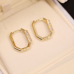 New Style Geometric hollow square copper inlaid zircon Earrings