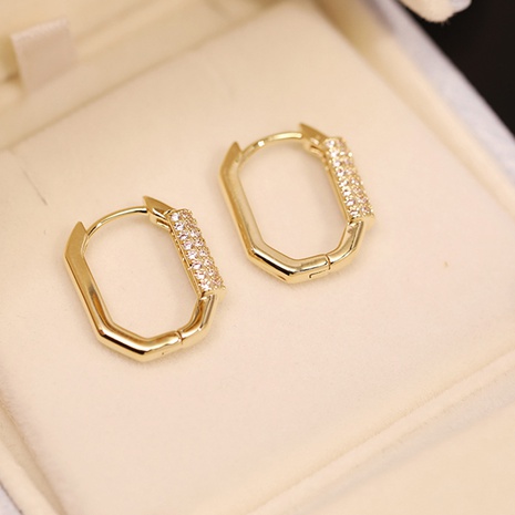 New Style Geometric hollow square copper inlaid zircon Earrings's discount tags