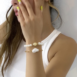 Fashion Hollow Chain Imitation Pearl Double Layer Bracelet setpicture9