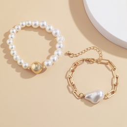 Fashion Hollow Chain Imitation Pearl Double Layer Bracelet setpicture8