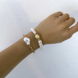 Fashion Hollow Chain Imitation Pearl Double Layer Bracelet setpicture7