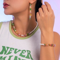 Ethnische Stil Nähte Perlen kette Farbe Kurze Woven Perle Halskette armband
