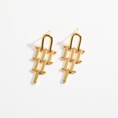 2022 New Plated 14K Real Gold Long Irregular Geometric Copper Earrings