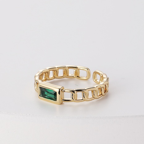 Fashion Geometric Green Zircon Inlaid Open-End Adjustable Ring Female's discount tags
