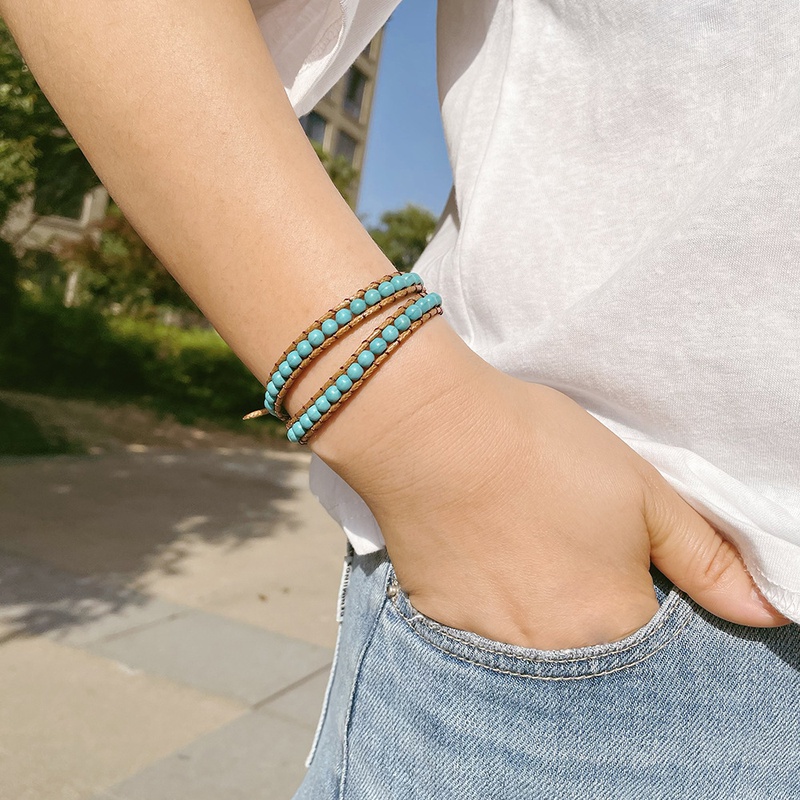 Mode Wicklung MultiSchicht Drop Armband Handgemachte Trkis Perlen Schmuck Armbnder Grohandel