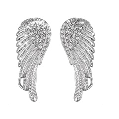 Fashion Creative Rhinestone Angel Wings Shape Stud Earrings Ornament