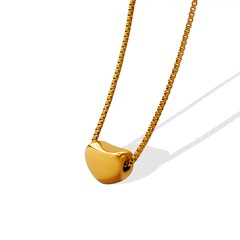 Fashion Simple Three-Dimensional Heart Pendant Gold Plated  Clavicle Chain Titanium Steel Necklace