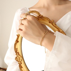 Handmade Half Layer Matching Double Layer Beads Bracelet Ins Style Titanium Steel 18K Gold Hand Ornament